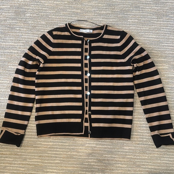 Mango gold button striped cardigan - Picture 4 of 9